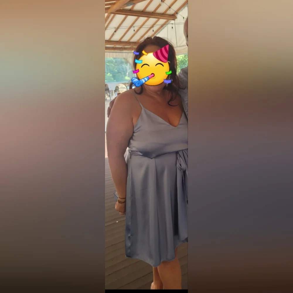 Elegant Light Blue Slip Dress - Picture 1 of 5